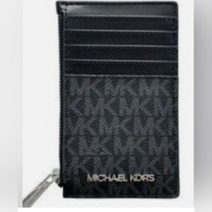 NEW| Michael Kors Monogram Black Card Holder | Black